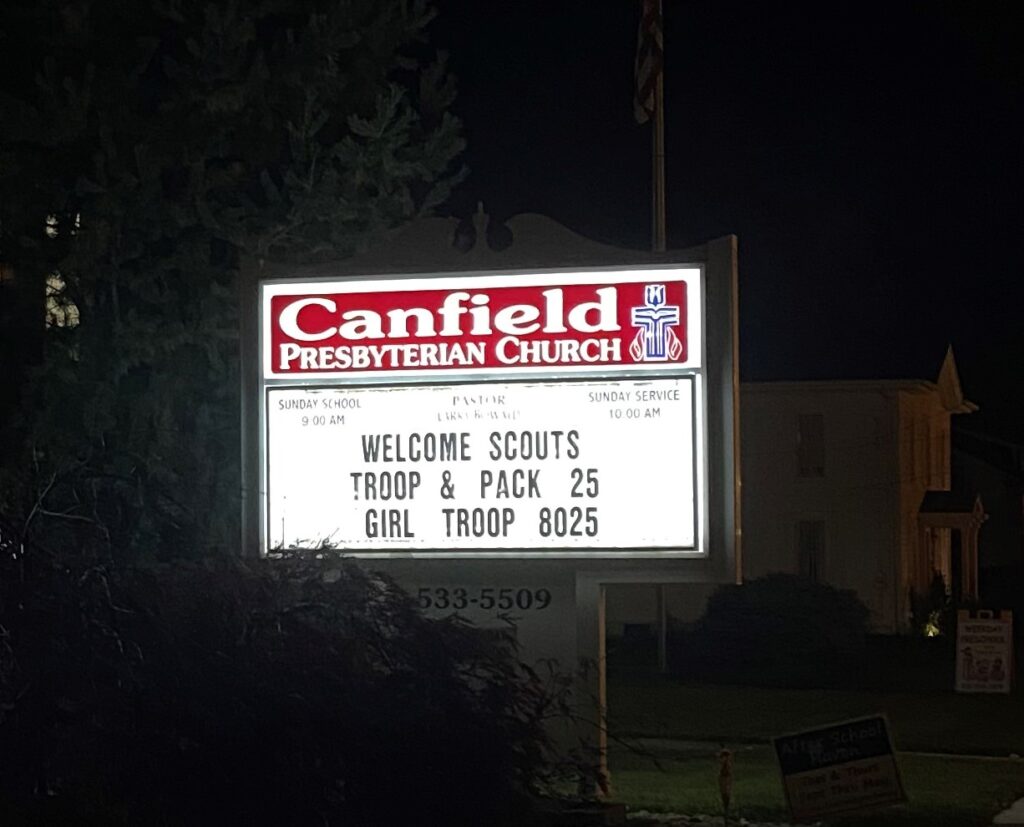 Canfield Presbyterian Church welcomes Scout Troop and Pack 25